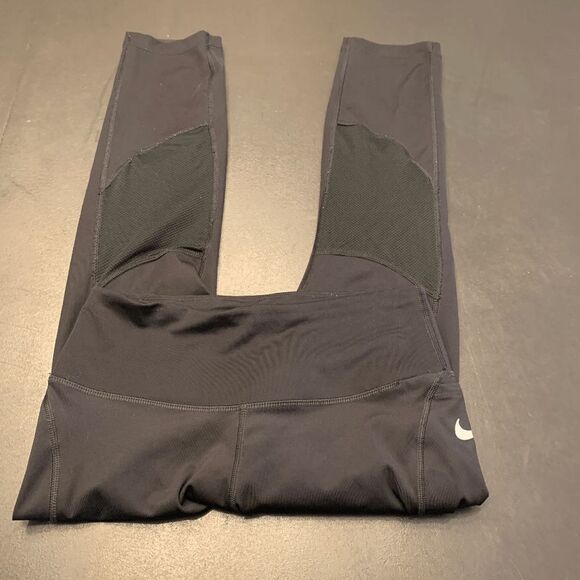 Nike Women's Pull On Back Leg Sheer Dri-Fit Leggings Active Pants Black Small - Picture 2 of 6